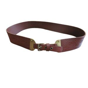 FOSSIL Textured Cognac Chunky Belt Brown Leather Large Y2K Festival Western